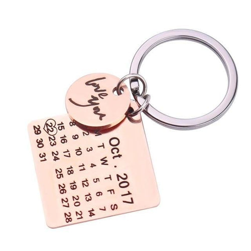 Porte clé calendrier personnalisé Key Chains Rose Or M001 