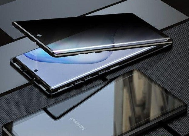 Coque deux faces verre anti-espion à adsorption magnétique super résistante pour Samsung